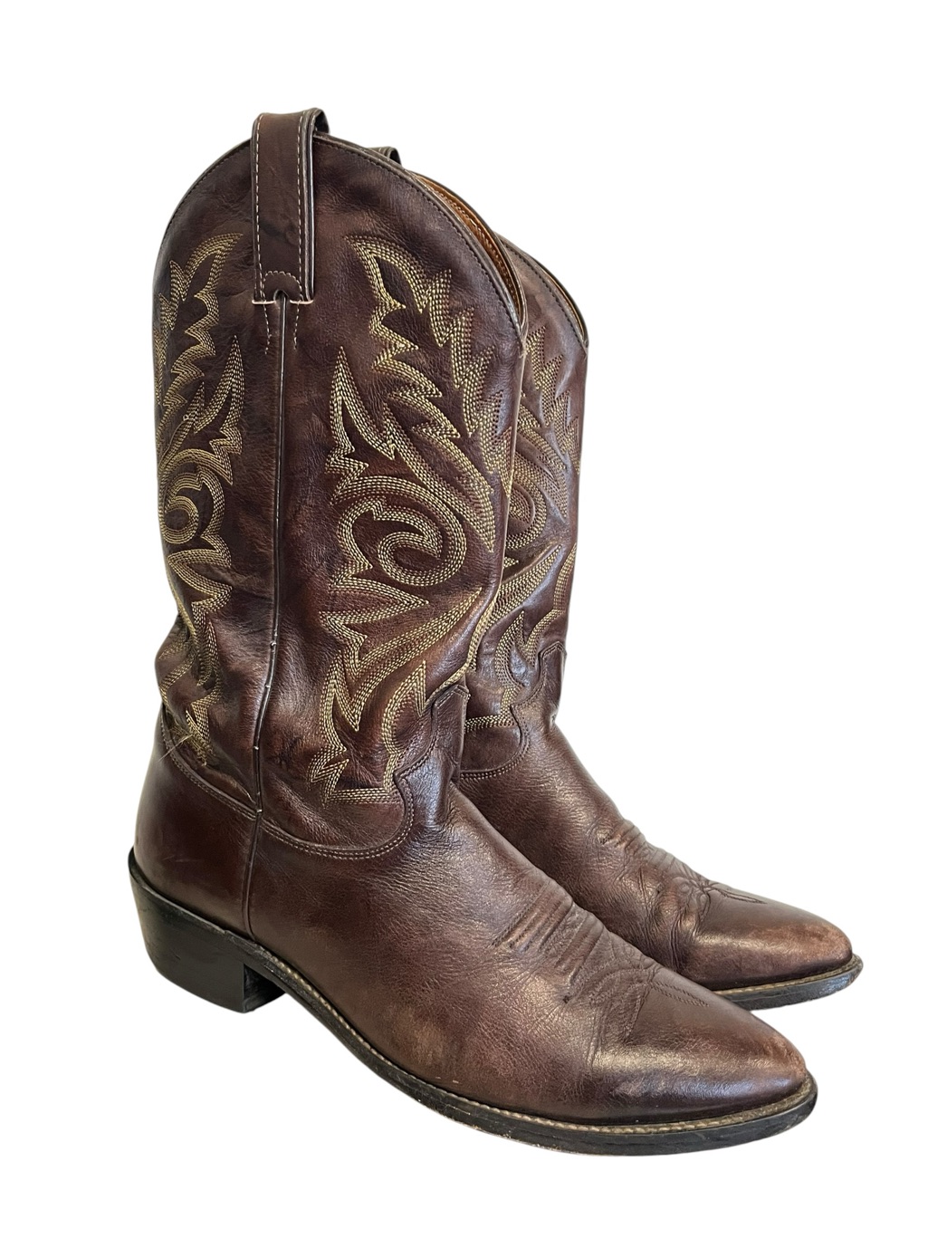 Justin 2551 Stampede Leather Sorrel Apache Western Cowboy Boots 10.5d Brown